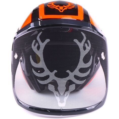 KOX – Casque forestier Protos avec visière extra-large – Norme EPI – Protection auditive – Coque haute visibilité Noir/Orange fluo