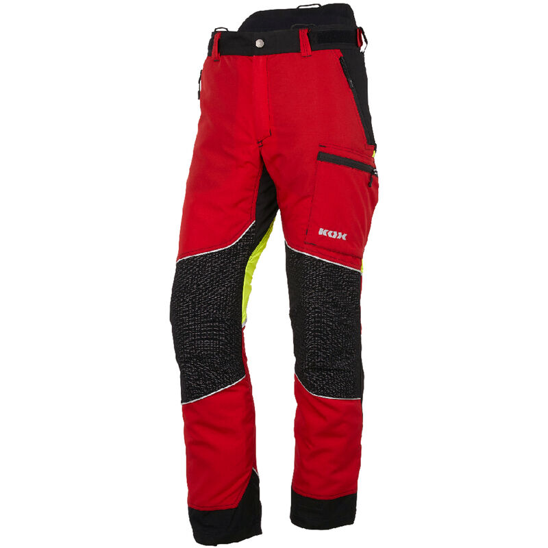 Light pantalon de protection anti-coupures, rouge/jaune, taille eu 52/ fr 46 - Rouge/jaune - KOX