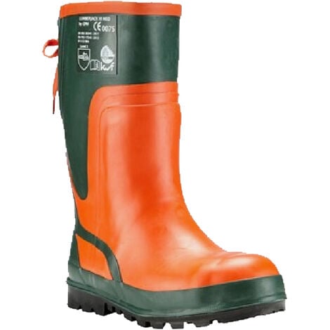 KOX Lumberjack III Neo bottes de protection anti-coupures en caoutchouc pour l'hiver, vert/orange, pointure 46 - Vert/orange