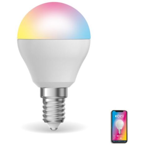 KOZii - Ampoule LED connectée KOZii, éclairage blancs + couleurs, E14 IP45 Opaque 4,9W Variation de couleur et luminosité - KV470PRVBCCT
