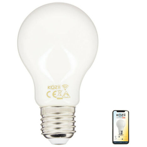 KOZii - Ampoule LED connectée KOZii, éclairage multi-blancs, Filament, E27 A60 Opaque 7W cons., - KRFE806GOCCT