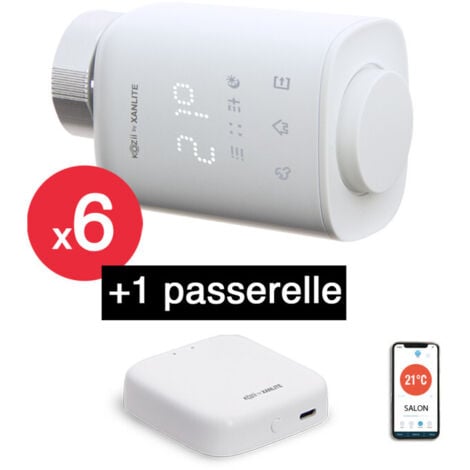 KOZii - Lot x6 Têtes thermostatiques connectées pour radiateur hydraulique + passerelle connectée - WK6KZPAHEAU