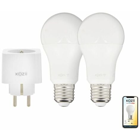 KOZii - Pack de 2 Ampoules LED connectées A60, culot E27, CCT avec prise connectée - KPACK2EE806GCCTPR