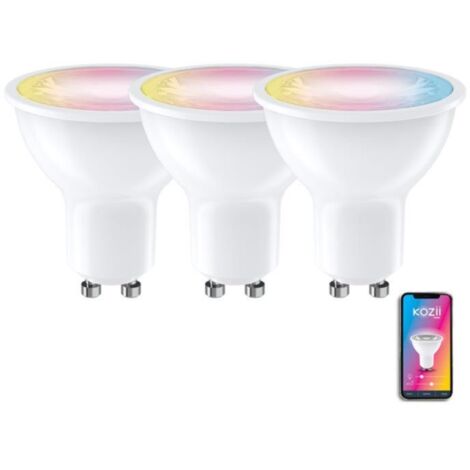KOZii - Pack de 3 Spots LED connectés, culot GU10, variation de couleur - KPACK3G50SRVBCCT