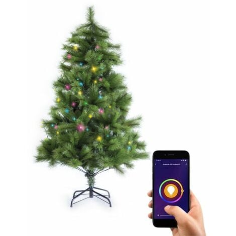 KOZii - Sapin de Noël KOZii, 150 cm, avec sa guirlande LED connectée (10m), multimode d'éclairage, synchronisation musicale - KSL150RVBM