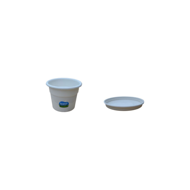 Kozzi - pack de pot + plat, blanc, n ç 4, 18 cm