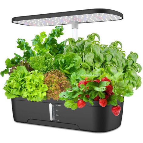 Kräutergarten-Set für Hobbygärtner, leise Pumpe mit Zeitschaltuhr, Vollspektrum-LED-Beleuchtung für ganzjährigen Pflanzenanbau, Wasser