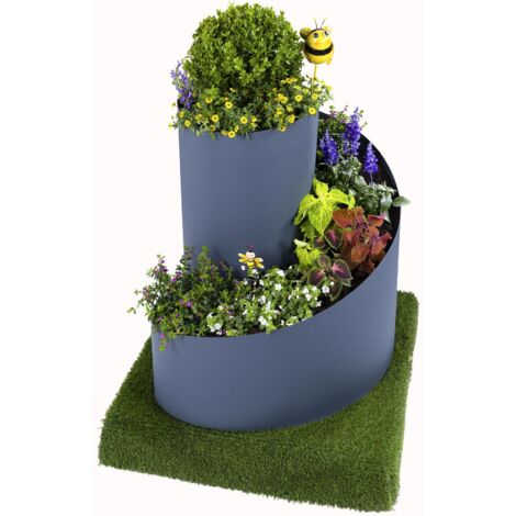 Kräuterspirale Pflanzspirale Gewürzspirale Grau, Kräuterschnecke, Beet, Kräutergarten, Kräuterturm, Gartendekoration, Blumentreppe, Hochbeet -80cm x Ø80 cm