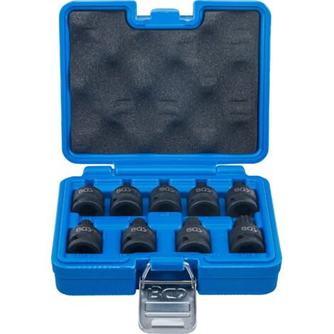 Kraft-Bit-Einsatz-Satz  Antrieb Innenvierkant 12,5 mm (1/2")  Innenvielzahn (für XZN) M4 - M16  9-tlg.