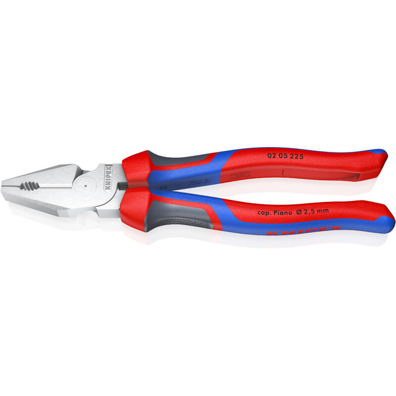 Knipex - 02 05 225 Kraft-Kombizange mit Mehrko.-Hülle verchromt 225 mm