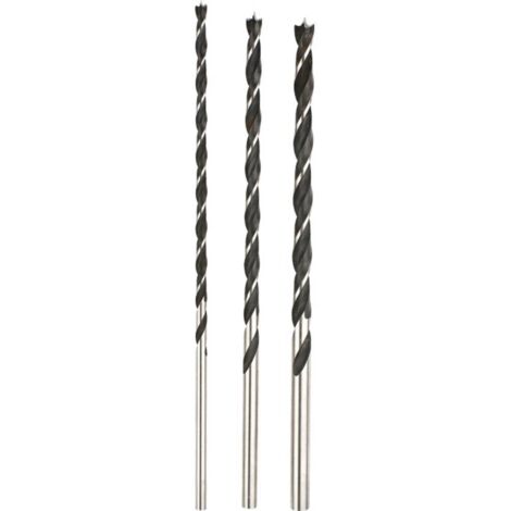 Kraftixx 511890 - Punte per trapano per legno, da 6, 8 e 10 mm, lunghezza totale 250 mm, lunghezza utile 155 mm, 3 pezzi