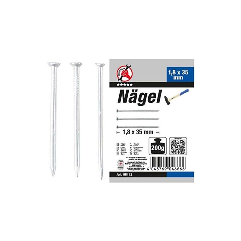 Kraftmann 88112 assortiment de clous 200 G 1,8 x 35 mm