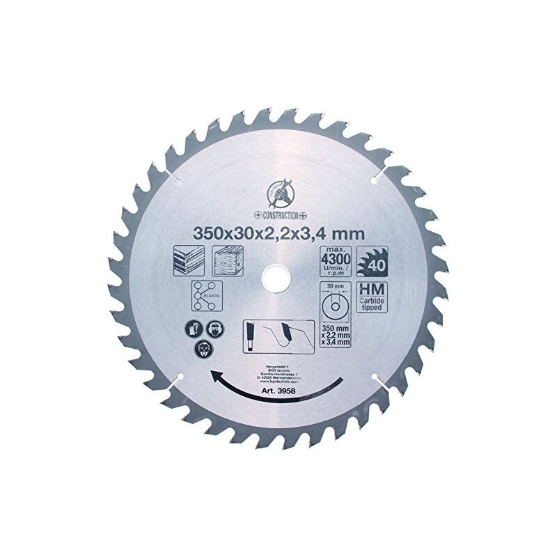 Bgs Technic - bgs de lame de scie circulaire en métal dur, diamètre 350 mm, 3958