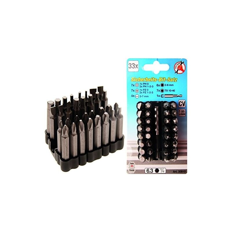Bgs Technic - kraftmann set sicherungsschrauben 20810 bit pour 50 mm, 33 pièces