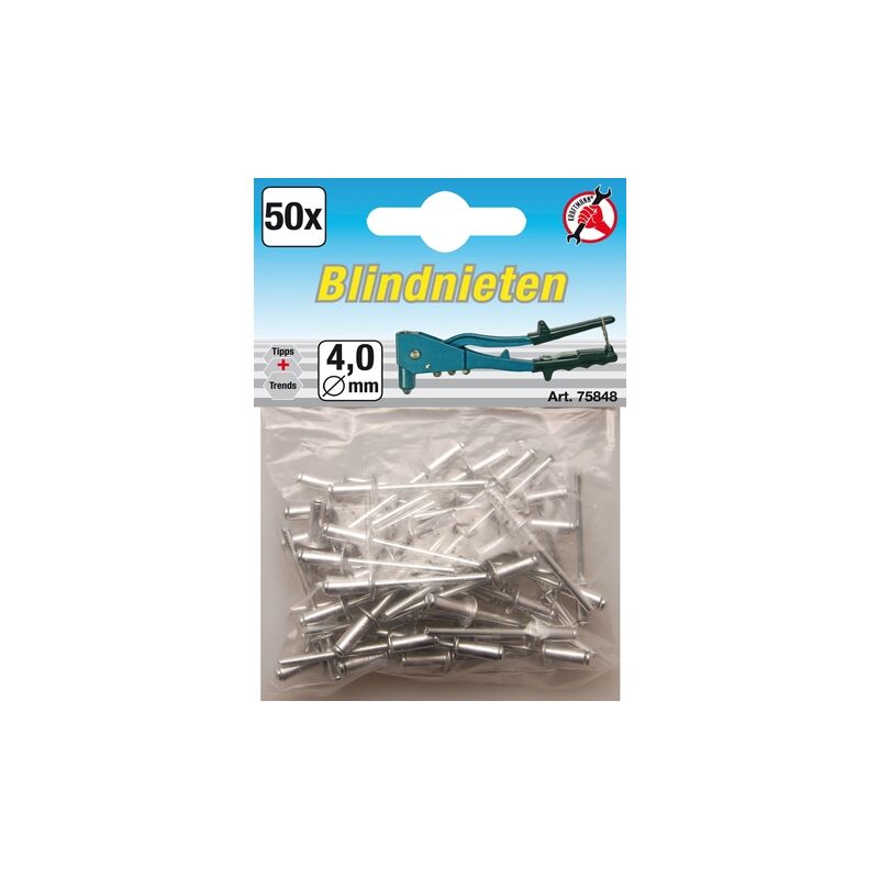 

Kraftmann - BGS DIY 75848 | SURTIDO DE REMACHES CIEGOS | Ø 4,0 MM | 50 PIEZAS