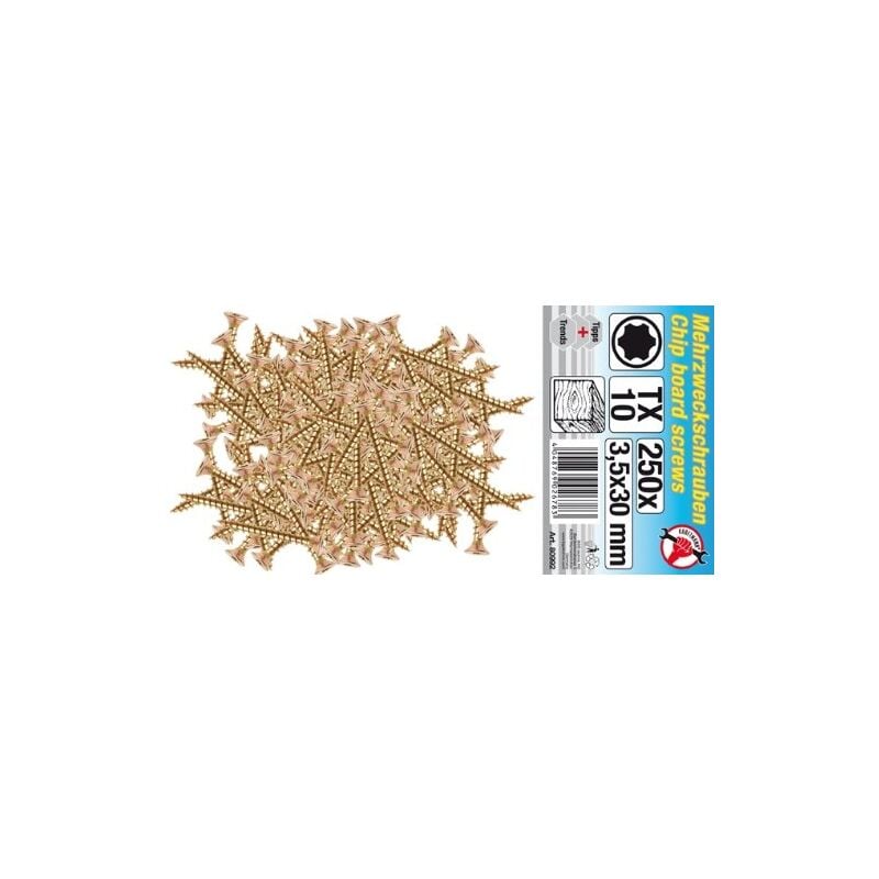 Kraftmann 80992 mehrzweckschrauben 3,5 x 30 mm, T10, lot de 250