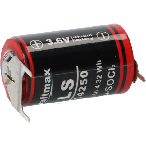 Kraftmax Li 3,6V Batterie mit Pins ++/- LS14250 1/2 AA