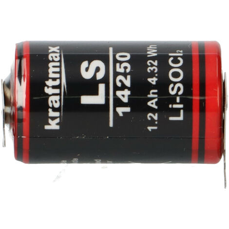 Kraftmax Li 3,6V Batterie mit Pins - -/+ LS14250 1/2 AA