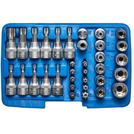 KRAFTPLUS K.150-2134 Coffret de Douilles et Embouts étoiles mâles T-Profil et femelles E-Profil Torx Bit Entraîn. 10,0mm 3/8“ -