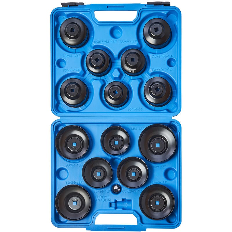 Kraftplus - K.210-3615 Jeu de clé cloches pour filtre à huile couvercle - 15 pcs