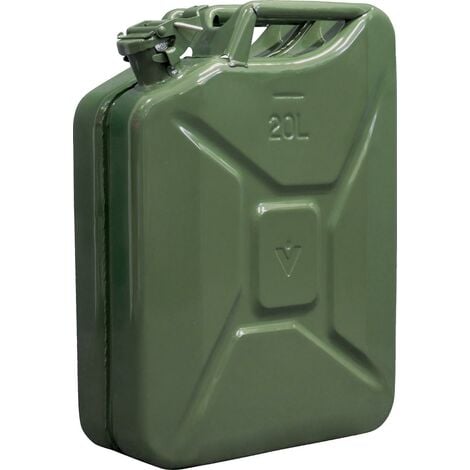 WALTER Benzinkanister 20L mit flexiblem Einfüllstutzen/Trichter aus Metall,  Kraftstoff Kanister, grün, Sicherheitsverschluss