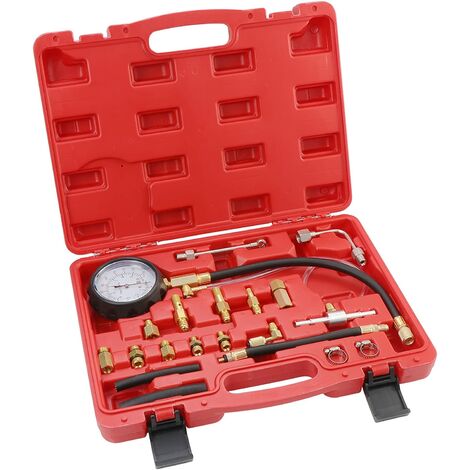 Kraftstoffpumpendruckprüfer Kraftstoffeinspritzpumpen-Diagnosewerkzeug 0-140 PSI Kraftstoffdruckmesser-Kit Auto-Benzin-Öleinspritzdüsen-Test-Manometer-Werkzeugsatz für Auto-LKW-Motorrad-ATV-RV