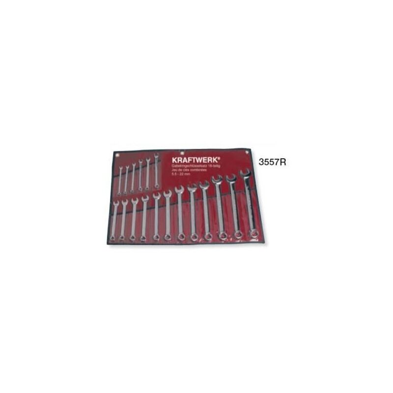 Kraftwerk - KRA3557R Jeu de 18 clés mixte 5.5 à 22mm trousse