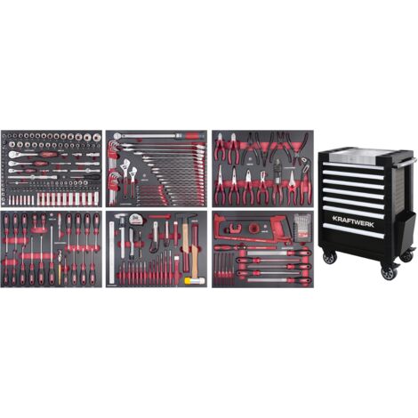 Kraftwerk – Servante d'atelier roulante 7 tiroirs – 280 outils inclus – Dimensions 1013 x 688 x 482 mm – Verrouillables sur rails à billes