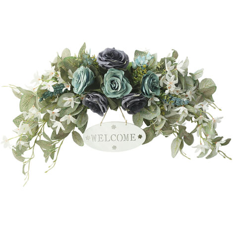 Kranz aus blauen Rosen, aus Seidenstoff, 76 x 22 cm