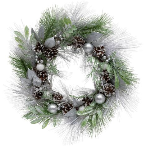 Kranz Kugeln und Tannenzapfen D.50cm gefrostet - Feeric lights & christmas
