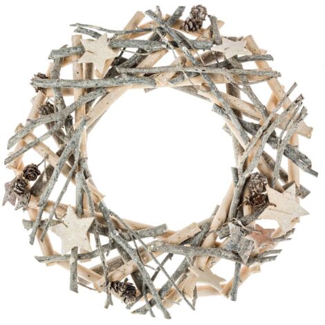 Kranz mit Zweigen und Sternen 30cm Holz - Feeric lights & christmas