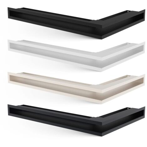 KRATKI Griglia di ventilazione per caminetti Griglia angolare sinistra con presa d'aria coperta 45 gradi Acciaio verniciato a polvere 80x40x9cm Nero