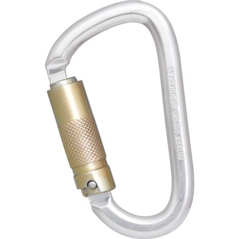 Kratos Karabinerhaken - Absturzsicherung Kletter Karabiner mit dreifach wirkendem Automatikverschluss keylock 22mm, EN362, Stahl schwarz