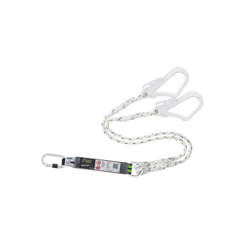 KRATOS SAFETY - Longe toronnée 1.50 m en fourche avec absorbeur d'énergie et mousquetons FA5010117 et FA5020755