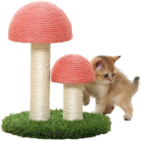 Kratzbaum für Katzen, Pilz-Kratzspielzeug für Katzen und Kätzchen, Katzenkratzer aus natürlichem Sisal, rosa