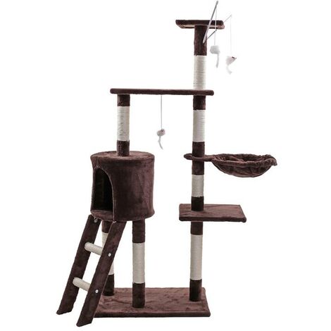 Kratzbaum Katzenbaum Katzenkratzbaum 138 cm XXL Kletterbaum Spielbaum für Katzen Braun