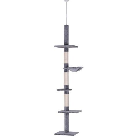 Kratzbaum Kratzsäule L40 x B 34 x H 230-260 cm 5 Aktivitätsebenen Grau