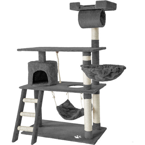 Kratzbaum Marcel 141cm - Katzenbaum, Katzenkratzbaum, Katzenhaus - grau - gris
