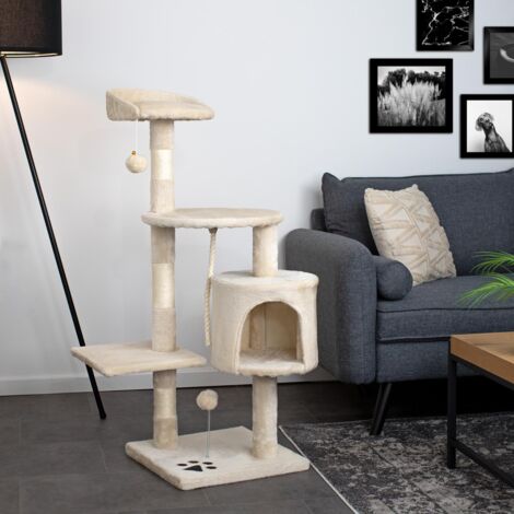 Kratzbaum mit Aussichtsplattform, Höhe 112cm, beige