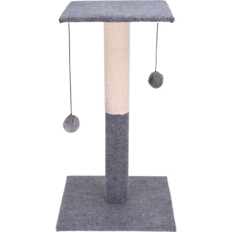 Kratzbaum mit Pompons für Katzen, 60 cm, grau