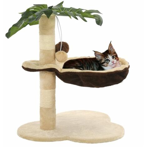 Kratzbaum mit Sisal-Kratzbaum 50 cm Beige und Braun Multicolor