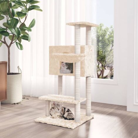 Kratzbaum mit Sisal-Kratzsäulen Creme 108,5 cm vidaXL