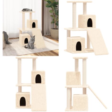 Kratzbaum mit Sisal-Kratzsäulen Creme 82 cm - Katzenkratzbaum - Kratzbaum Sisal - Kratzbaum Creme - Katzenmöbel - Katzenkletterbaum - Home & Living