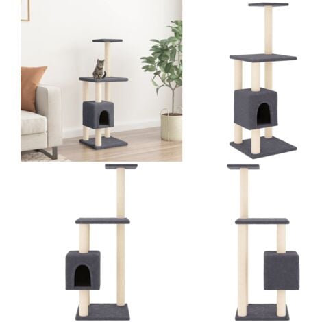 Kratzbaum mit Sisal-Kratzsäulen Dunkelgrau 104 cm - Kratzbaum - Katzenbaum - Kratzpfote - Sisalkratzbaum - Katzenmöbel - Home & Living