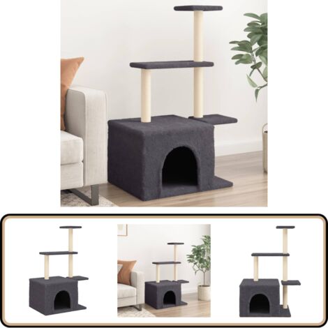 Kratzbaum mit Sisal-Kratzsäulen Dunkelgrau 110 cm - Katzenkratzbaum - Kratzbaum Sisal - Katzenmöbel - Katzturm - Katzenschlafplatz