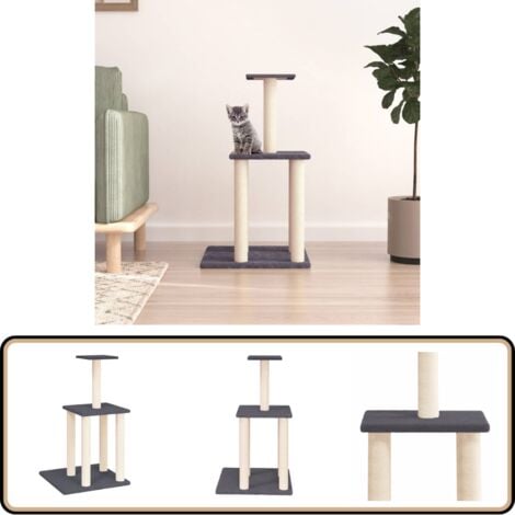 Kratzbaum mit Sisal-Kratzsäulen Dunkelgrau 85,5 cm - Katzenkratzbaum - Kratzbaum Sisal - Katzenmöbel - Katzenturm - Kratzpost