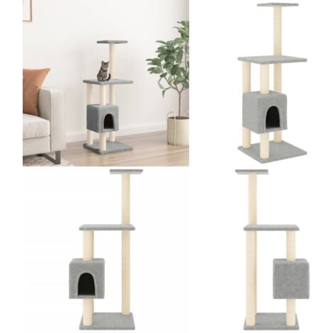 Kratzbaum mit Sisal-Kratzsäulen Hellgrau 104 cm - Kratzbaum - Katzenbaum - Kratzpfote - Sisalkratzbaum - Katzenmöbel - Home & Living