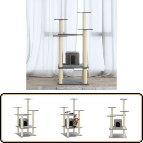 Kratzbaum mit Sisal-Kratzsäulen Hellgrau 110 cm - Kratzbaum - Katzenbaum - Kratzpfote - Katzenmöbel - Sisalkratzbaum