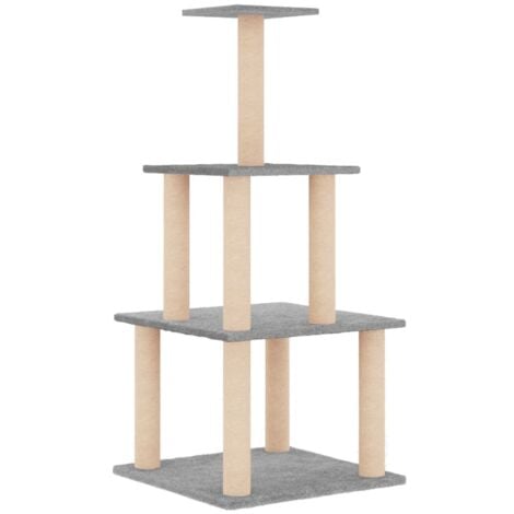 Kratzbaum mit Sisal-Kratzsäulen Hellgrau 111 cm vidaXL