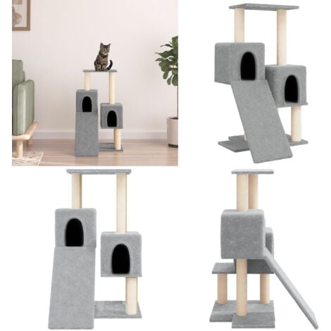 Kratzbaum mit Sisal-Kratzsäulen Hellgrau 82 cm - Katzenkratzbaum - Kratzbaum Sisal - Katzenmöbel - Katzenspielzeug - Kratzbaum Hellgrau - Home & Living